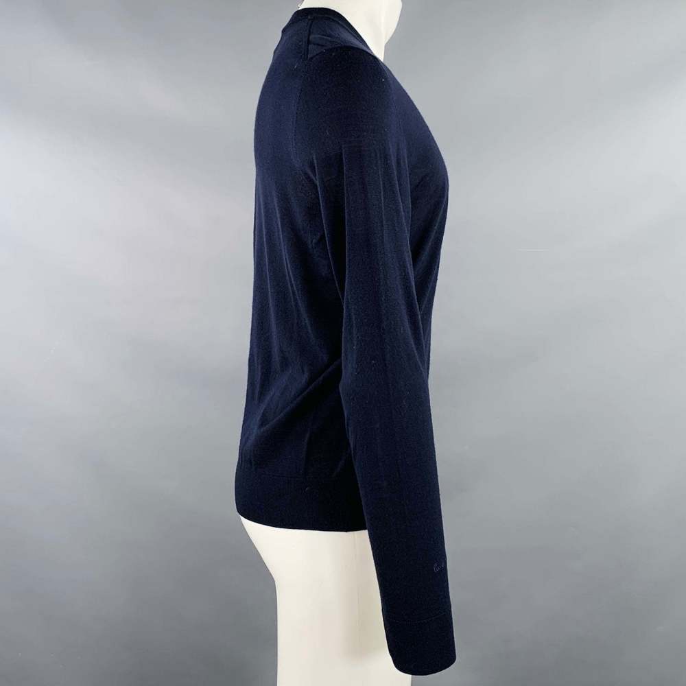 PAUL SMITH Navy Knit Merino Wool V-Neck Pullover - Picture 2 of 6